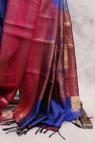 Dark Blue Raw Silk Saree - SRDBRSS457