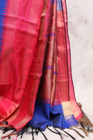 Dark Blue Raw Silk Saree - SRDBRSS458