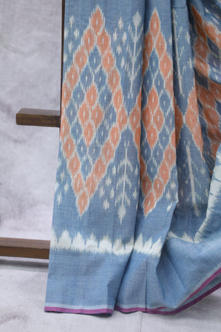 Peach Pochampalli Cotton Ikat Saree - SRPPCIS211