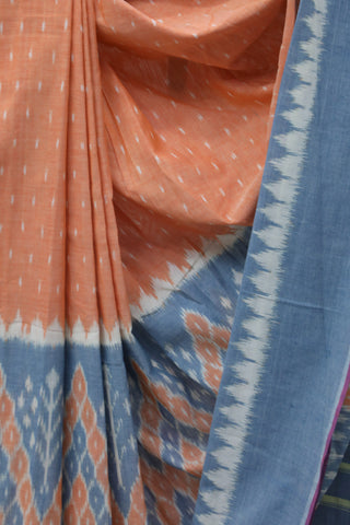 Peach Pochampalli Cotton Ikat Saree - SRPPCIS211