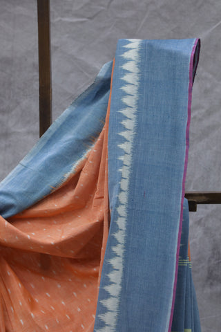 Peach Pochampalli Cotton Ikat Saree - SRPPCIS211