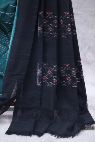 Dark Green Pochampalli Cotton Ikat Saree - SRDGPCIS224