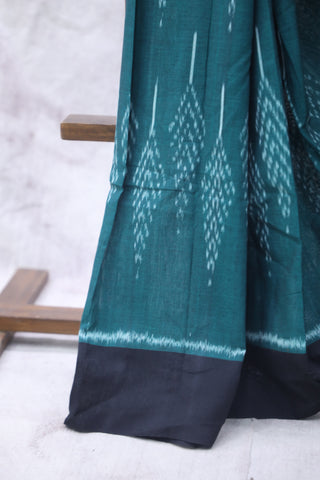 Dark Green Pochampalli Cotton Ikat Saree - SRDGPCIS224