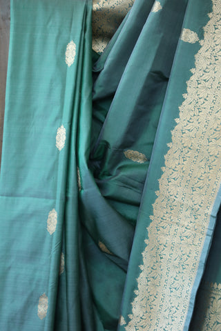 Green Banarasi Silk Saree-SRGBSS498