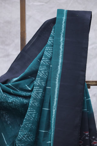 Dark Green Pochampalli Cotton Ikat Saree - SRDGPCIS224