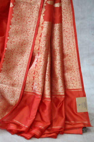 Red Banarasi Silk Saree-SRRBSS493