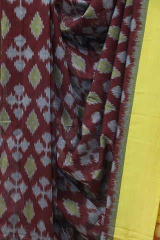 Maroon Pochampalli Cotton Ikat Saree - SRMPCIS210