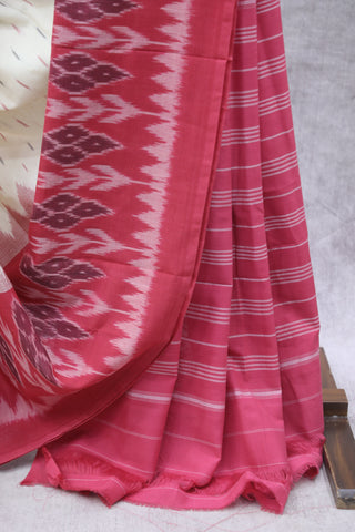 White Pochampalli Cotton Ikat Saree - SRWPCIS208