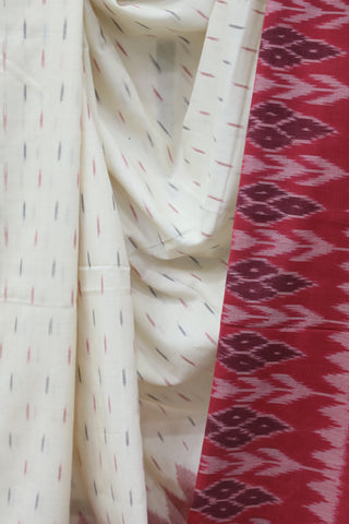 White Pochampalli Cotton Ikat Saree - SRWPCIS208