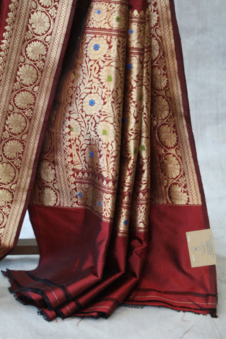 Maroon Banarasi Silk Saree-SRMBSS499