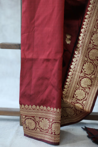 Maroon Banarasi Silk Saree-SRMBSS499