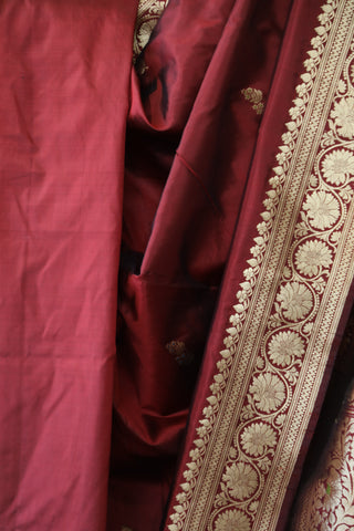 Maroon Banarasi Silk Saree-SRMBSS499