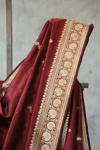 Maroon Banarasi Silk Saree-SRMBSS499