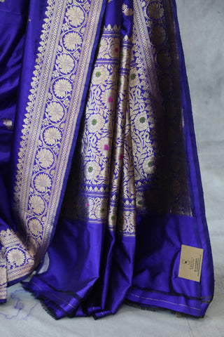 Blue Banarasi Silk Saree-SRBBSS500