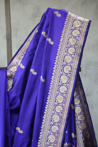 Blue Banarasi Silk Saree-SRBBSS500