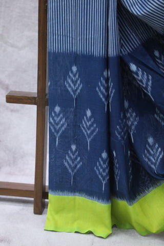 Dark Blue Pochampalli Cotton Ikat Saree - SRDBPCIS212