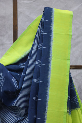 Dark Blue Pochampalli Cotton Ikat Saree - SRDBPCIS212