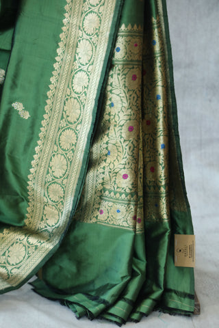 Green Banarasi Silk Saree-SRGBSS502