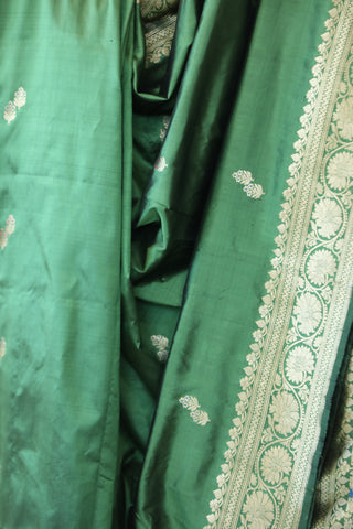 Green Banarasi Silk Saree-SRGBSS502