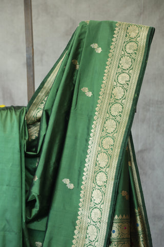 Green Banarasi Silk Saree-SRGBSS502