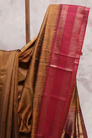 Khaki Raw Silk Saree - SRKRSS398