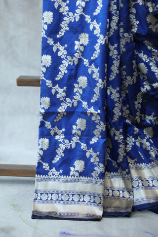 Blue Banarasi Silk Saree-SRBBSS503