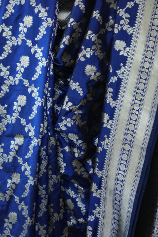 Blue Banarasi Silk Saree-SRBBSS503