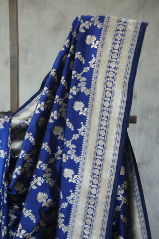 Blue Banarasi Silk Saree-SRBBSS503