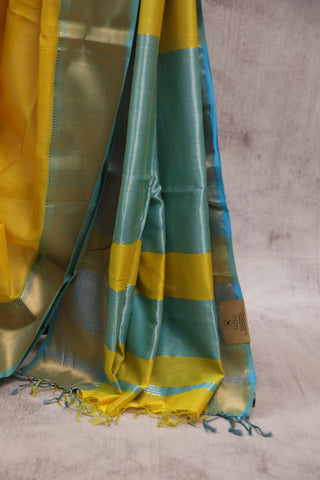 Yellow Silk Maheshwari Saree - SRYSMS286