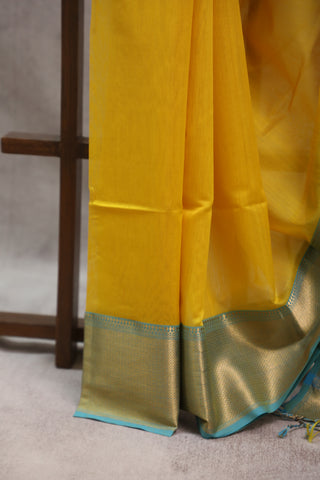 Yellow Silk Maheshwari Saree - SRYSMS286