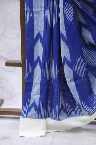 Blue Pochampalli Cotton Ikat Saree - SRBPCIS216