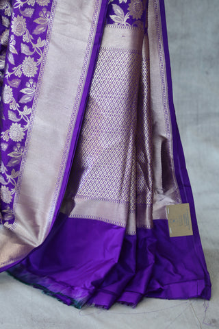 Purple Banarasi Silk Saree-SRPBSS505