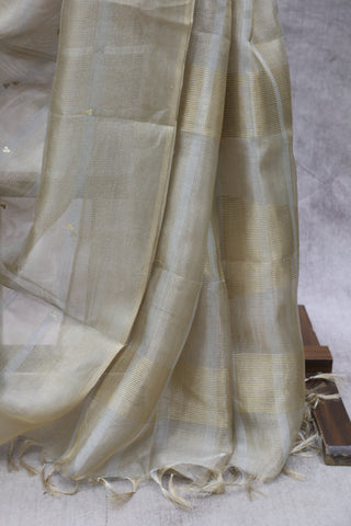 Beige Tissue Tussar Sequin Silk Saree - SRSTTSSS243