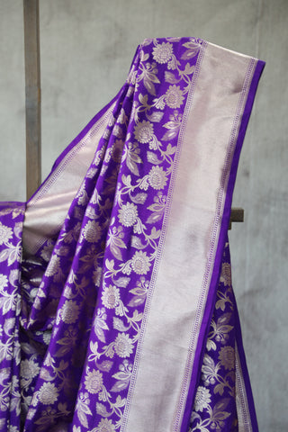 Purple Banarasi Silk Saree-SRPBSS505