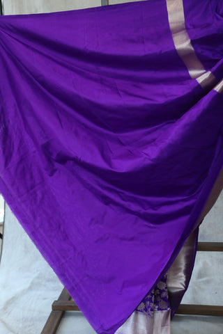 Purple Banarasi Silk Saree-SRPBSS505