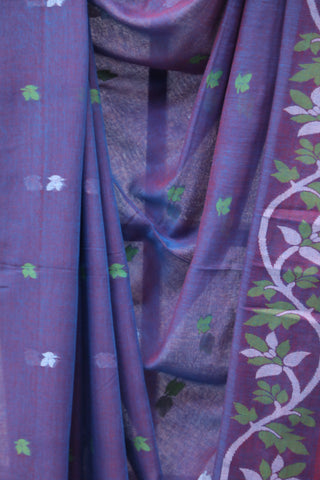 Two Tone Blue Mul Cotton Jamdani Saree-SRTTBMCJS171