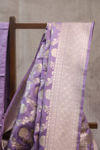 Lavender Katan Banarasi Silk Saree-SRLKBSS426