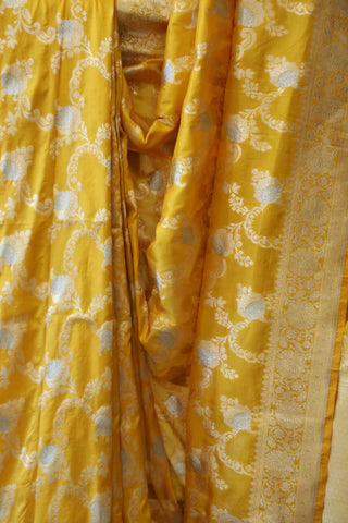 Yellow Banarasi Silk Saree-SRYBSS516