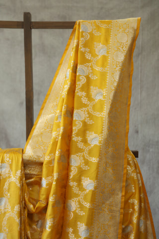 Yellow Banarasi Silk Saree-SRYBSS516