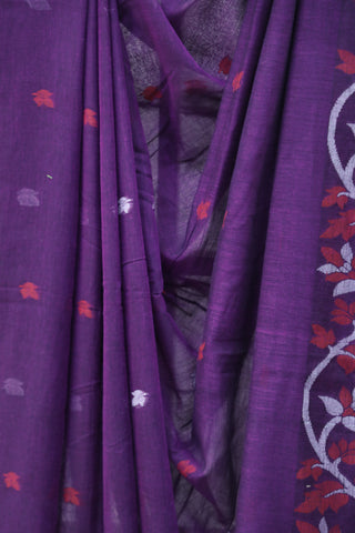 Purple Mul Cotton Jamdani Saree-SRPMCJS169