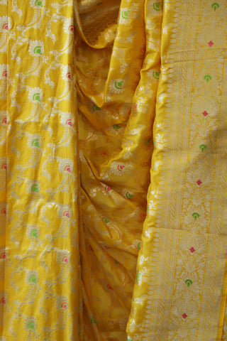 Yellow Banarasi Silk Saree-SRYBSS517