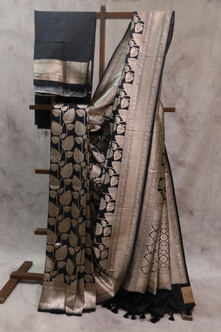 Black Katan Banarasi Silk Saree-SRBKBSS427