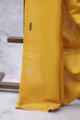 Yellow Tissue Linen Jamdani Saree - SRYTLJS85