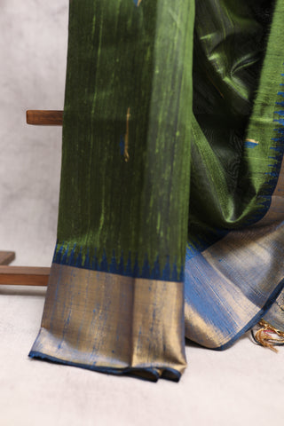 Mehndi Green Raw Silk Saree - SRMGRSS405