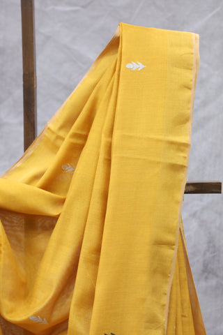 Yellow Tissue Linen Jamdani Saree - SRYTLJS85