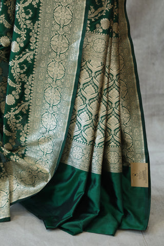 Green Banarasi Silk Saree-SRGBSS506