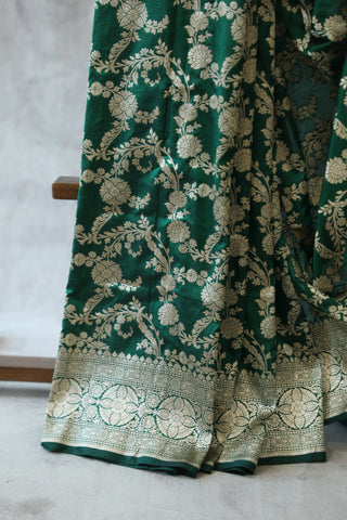 Green Banarasi Silk Saree-SRGBSS506