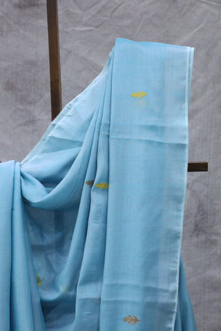 Sky Blue Tissue Linen Jamdani Saree - SRSBTLJS86