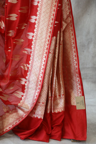 Red Banarasi Silk Saree-SRRBSS507