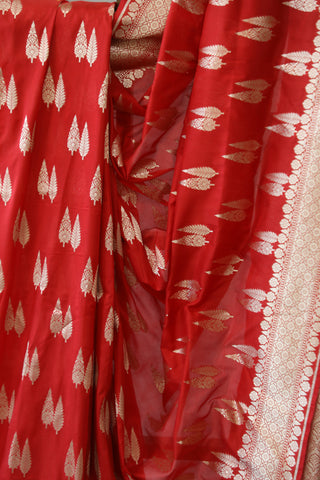 Red Banarasi Silk Saree-SRRBSS507